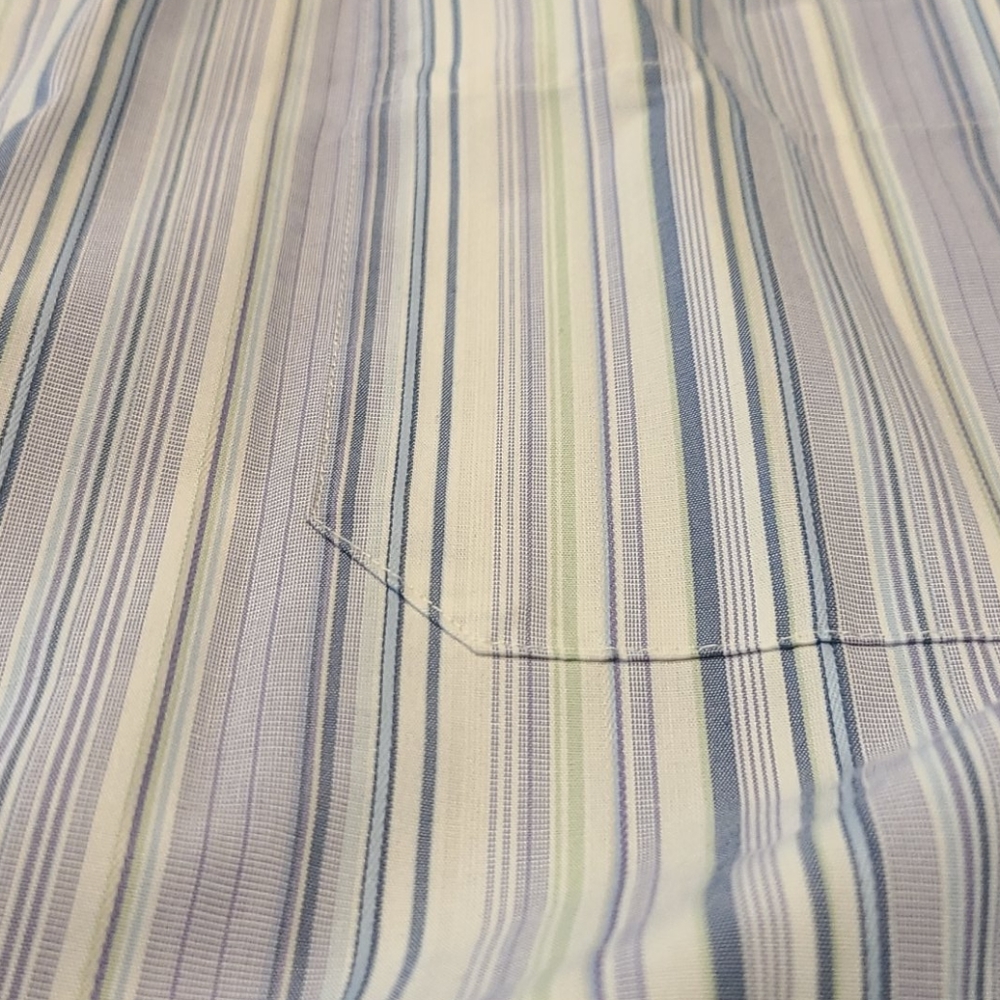 Kenneth Roberts Platinum Mens Button Up Dress Shirt XXL Striped Purples - Picture 2 of 4
